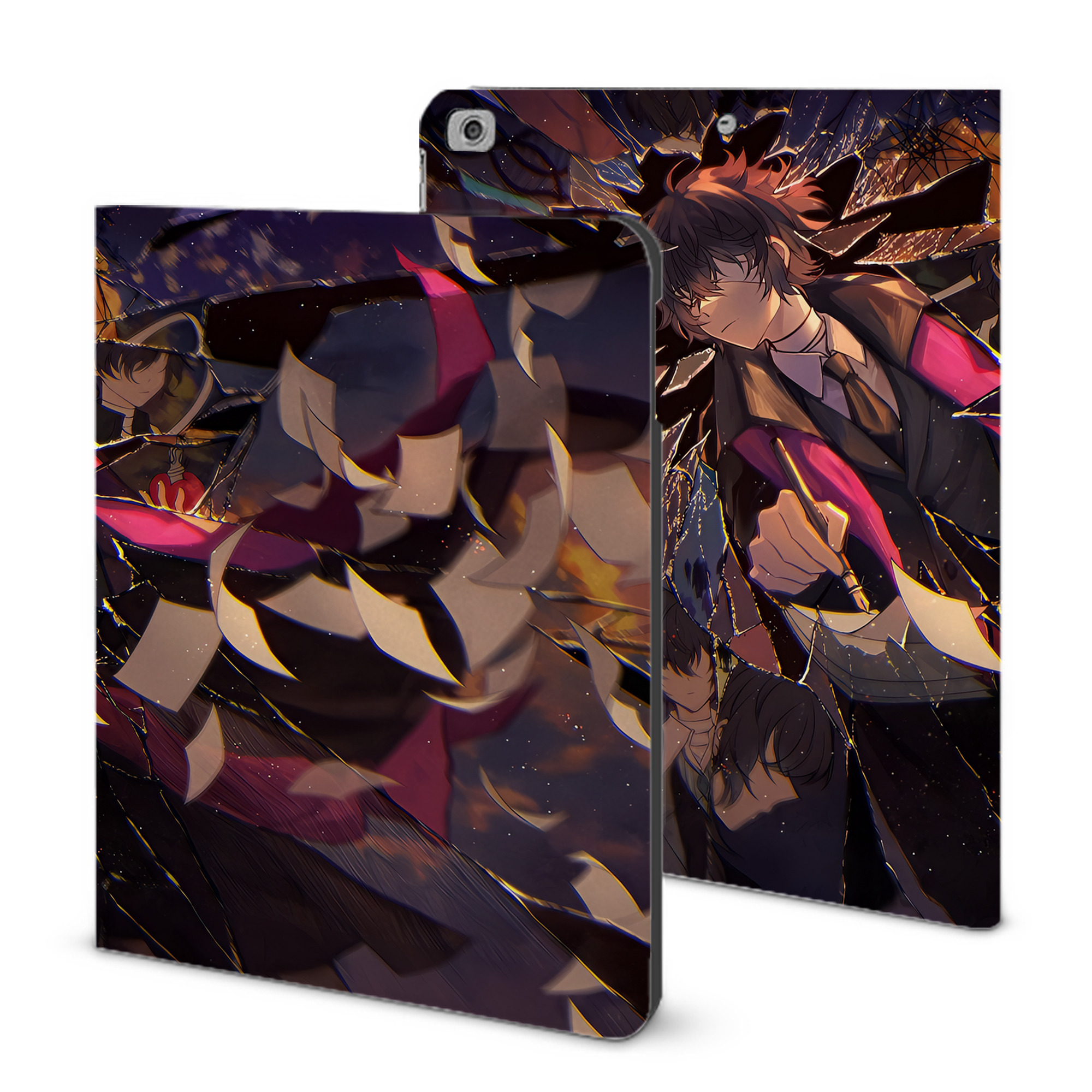 （画像用） 文豪ストレイドッグス Bungo Stray Dogs IPad ケース ブック型 PUレザー TPU 耐衝撃 軽量 薄型 ペン収納なし 全面保護 IPad 各モデル対応